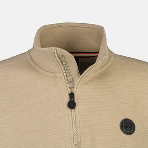 Lerros beige 1/4 zip long sleeve polo sweatshirt