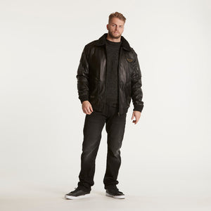 North 56.4 black leather bomber jacket