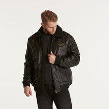 Load image into Gallery viewer, North 56.4 black leather bomber jacket
