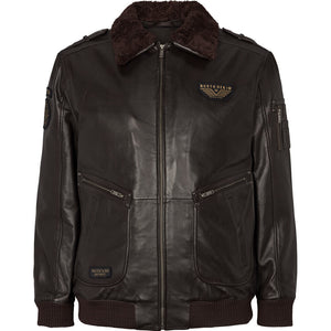 North 56.4 brown leather bomber jacket