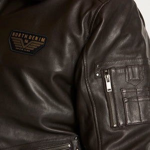 North 56.4 brown leather bomber jacket