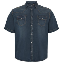 Load image into Gallery viewer, North 56.4 short sleeve dark blue denim shirt
