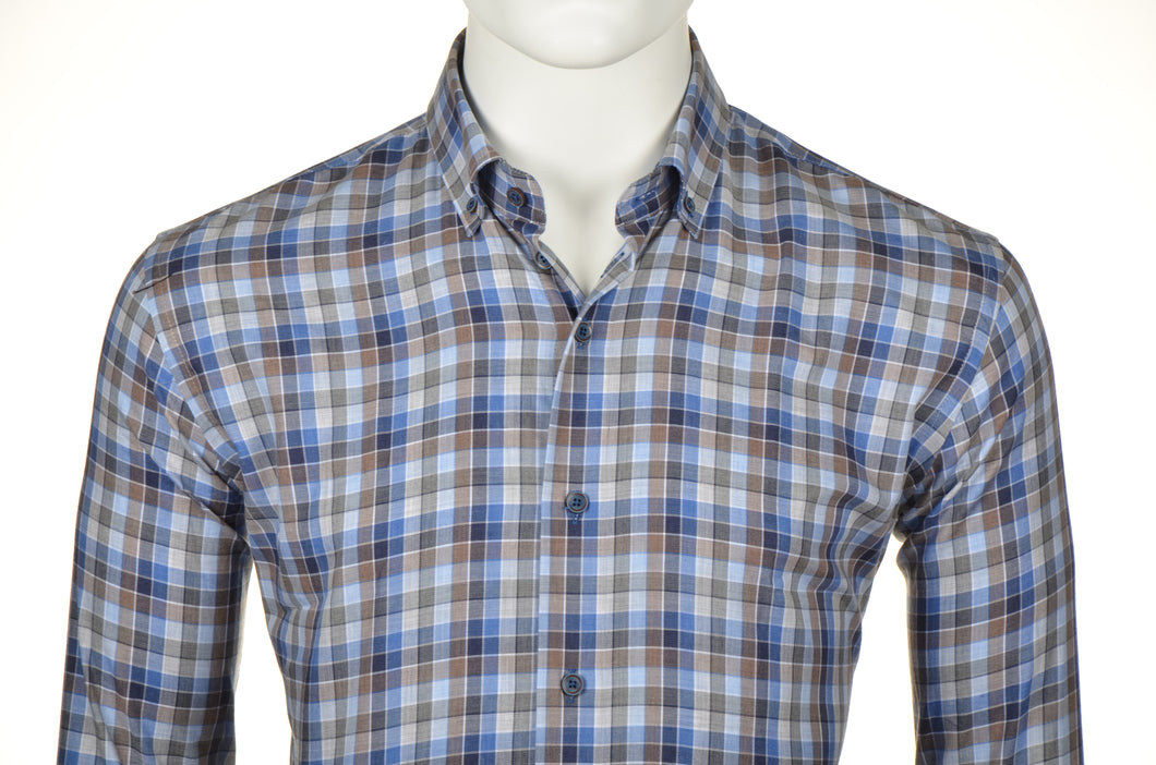 Eden Valley by Culture  100% cotton blue check shirt