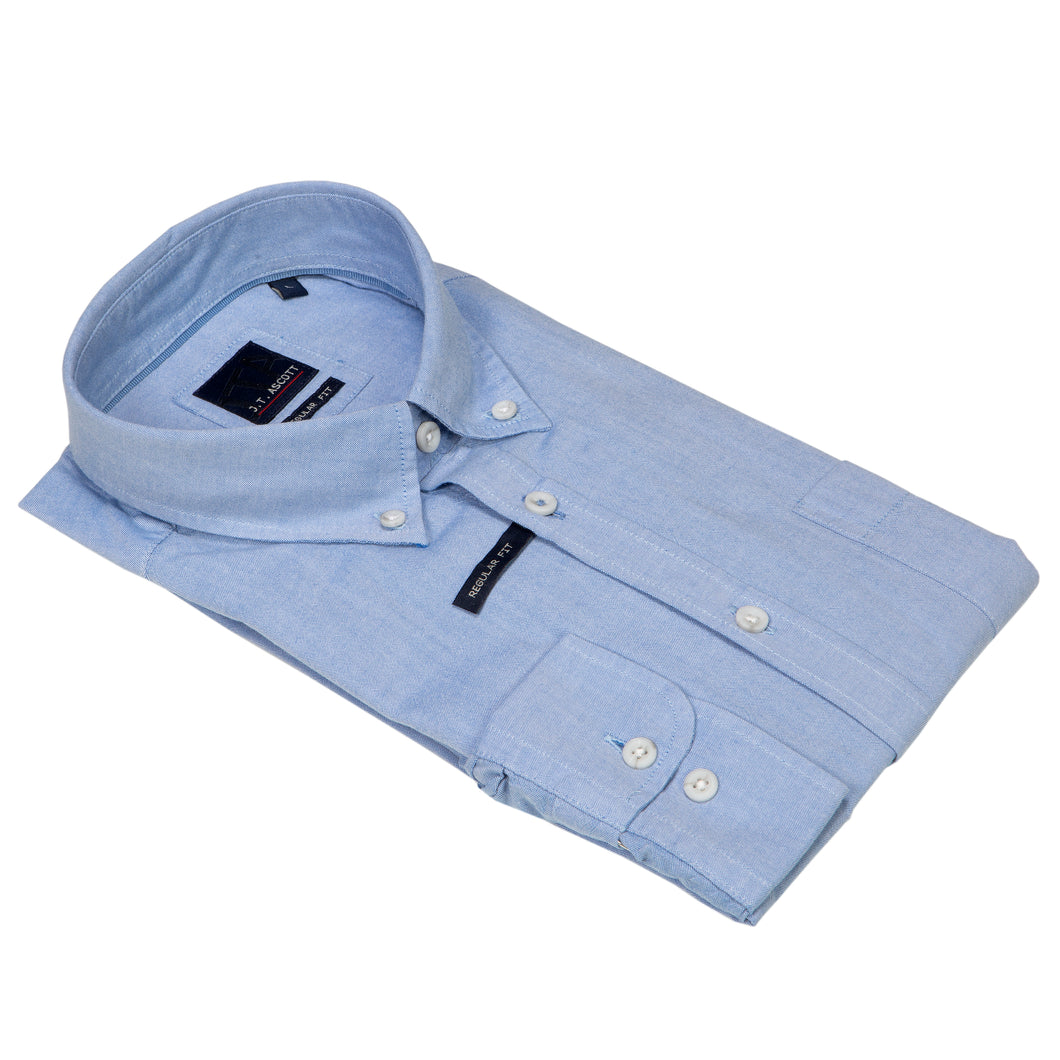 Ascott Light Blue Long Sleeved Cotton Shirt Big and Tall