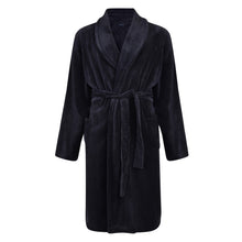 Load image into Gallery viewer, Espionage navy fleece dressing gown
