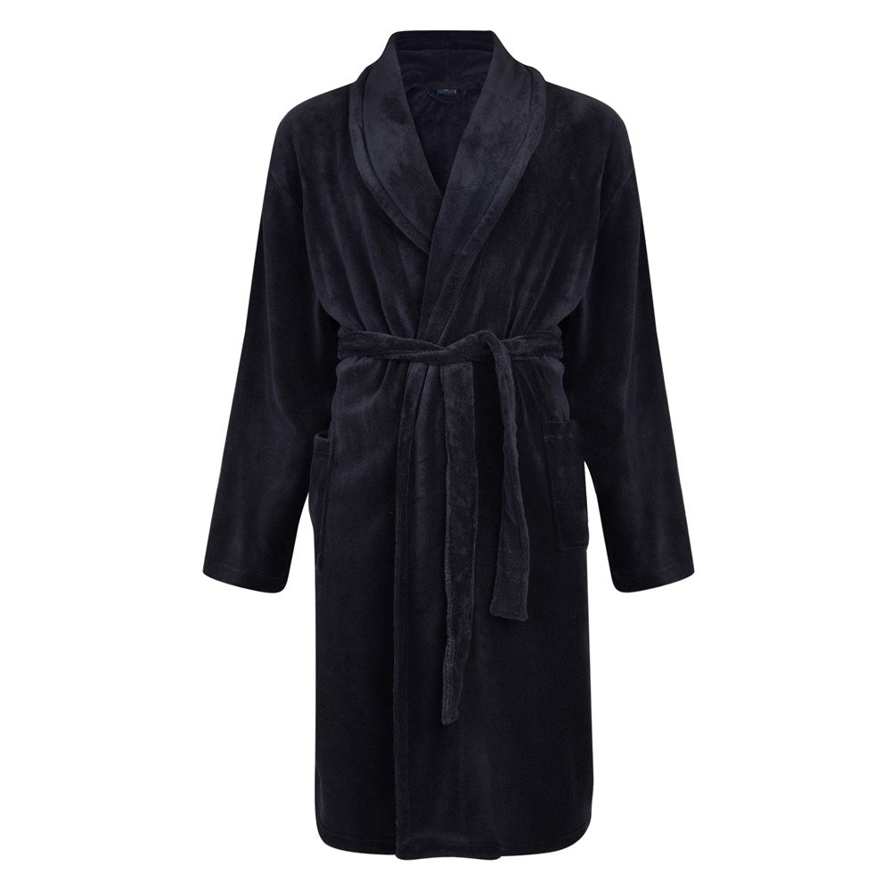 Espionage navy fleece dressing gown