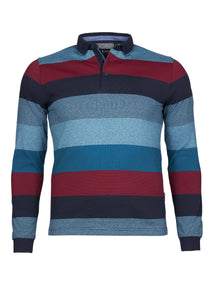 Hajo striped long sleeve polo sweatshirt