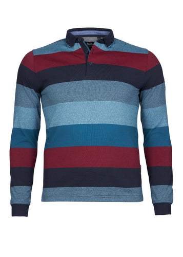 Hajo long sleeve striped polo sweatshirt