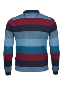 Hajo striped long sleeve polo sweatshirt