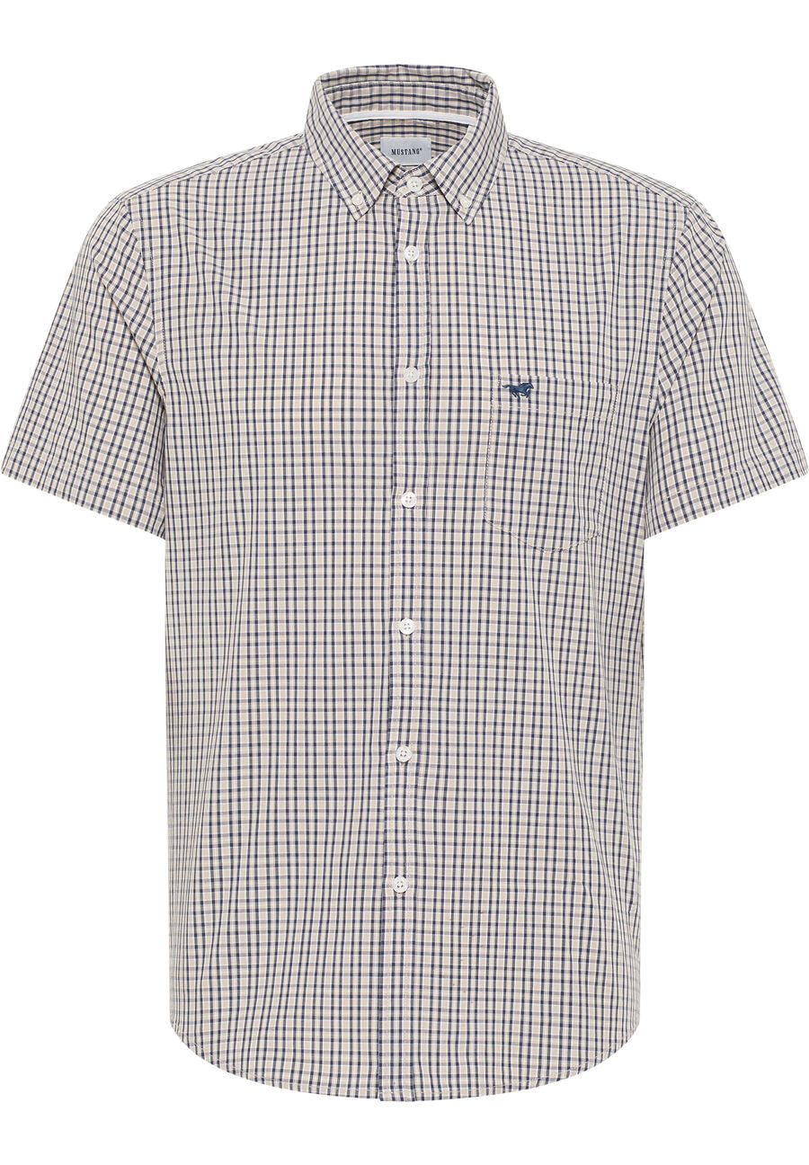 Mustang beige short sleeve check shirt