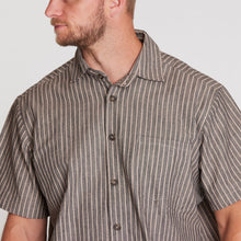 Load image into Gallery viewer, North 56.4 brown striped short sleeve shirt
