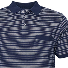 Load image into Gallery viewer, North 56.4 Striped Sustainable Pique Polo 11410B K
