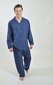 Rael Brook Men's Plus Size Navy Check Pattern Pyjamas Big and Tall