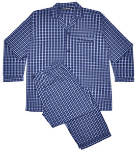 Rael Brook Men's Plus Size Navy and White Check Pyjamas Big and Tall