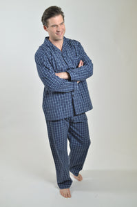 Rael Brook Men's Plus Size Navy and White Check Pyjamas Big and Tall