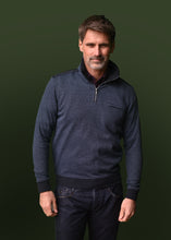 Load image into Gallery viewer, Meantime dark blue 1/4 zip polo sweatshirt
