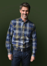 Load image into Gallery viewer, GCM Originals navy and green check shirt
