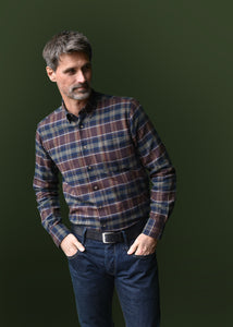 Henderson brown and green cotton check shirt