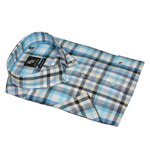 Kings Road blue short sleeve check shirt