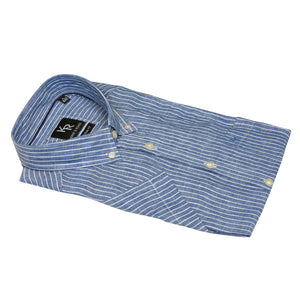 Kings Road blue striped short sleeve shirt