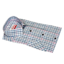 Load image into Gallery viewer, Marvelis pink and blue cotton short sleeve check shirt
