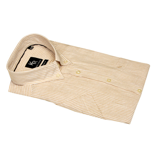 Kings Road beige striped short sleeve shirt