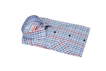 Load image into Gallery viewer, Marvelis red and blue cotton short sleeve check shirt

