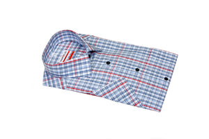 Marvelis red and blue cotton short sleeve check shirt