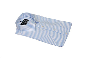 Marvelis blue striped short sleeve shirt