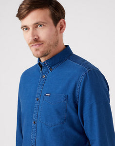 Wrangler Dark Blue Button Down Collar Casual Shirt