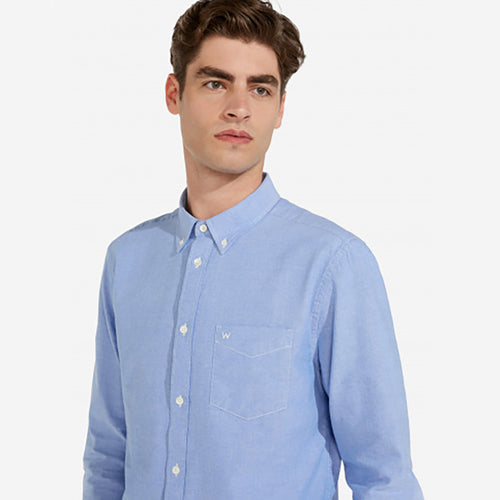 Wrangler Blue Shirt Button Down Collar