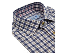 Load image into Gallery viewer, Double Two Lifestyle navy and brown cotton check shirt
