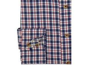 Double Two Lifestyle navy and red cotton check shirt