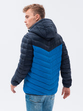 Load image into Gallery viewer, Ombre blue hooded jacket
