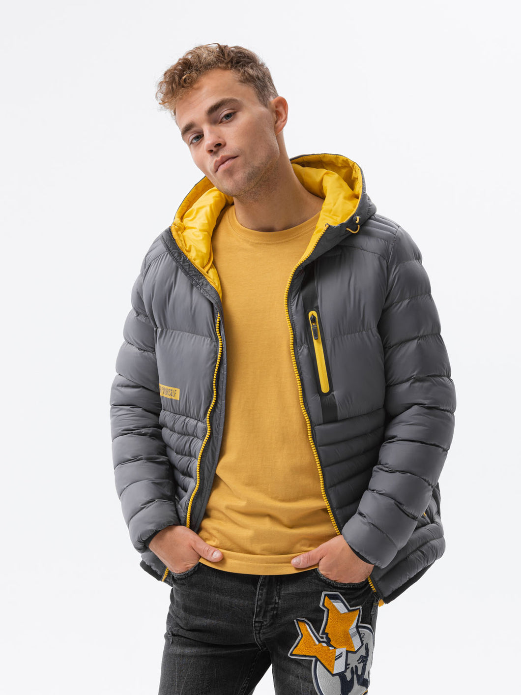 Ombre grey hooded jacket
