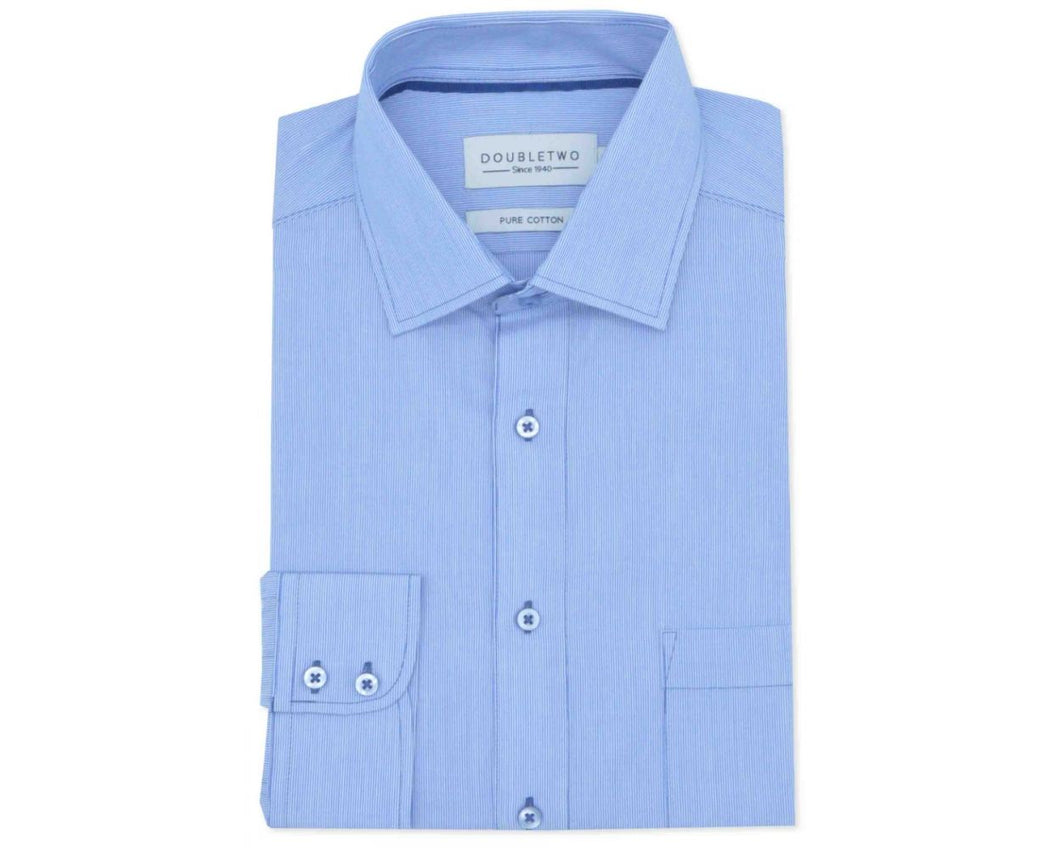 Double Two pure cotton blue hairline stripe shirt
