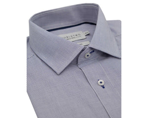 Double Two 100% cotton blue micro check shirt