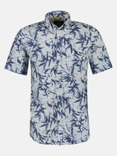 Load image into Gallery viewer, Lerros leaf design blue short sleeve shirt

