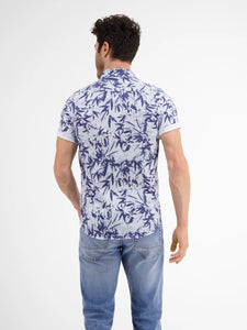 Lerros leaf design blue short sleeve shirt