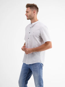 Lerros white striped  short sleeve grandfather shirt