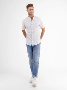 Lerros white striped short sleeve grandad shirt