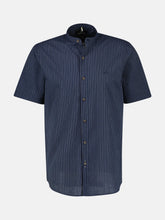 Load image into Gallery viewer, Lerros navy short sleeve grandad shirt
