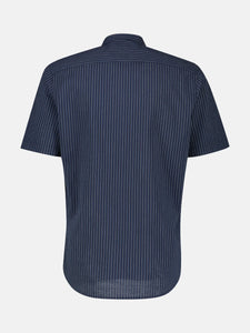 Lerros navy striped short sleeve grandfather shirt