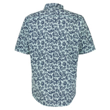 Load image into Gallery viewer, Lerros palm leaf design turquoise short sleeve shirt
