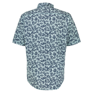 Lerros palm leaf design turquoise short sleeve shirt