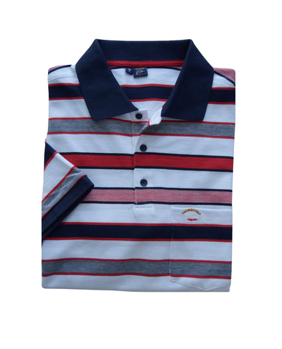 Sailing Company White Striped Pique Polo