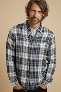 Weird Fish Tilstone organic navy check shirt